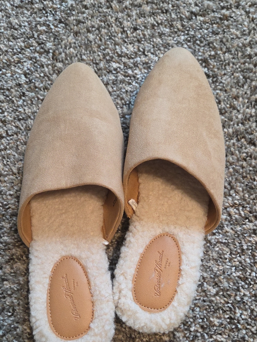 Universal Thread Tan Suede Shearling-Lined Slip-On Mules - Picture 1 of 3